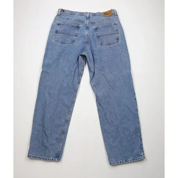 Vintage 90s Ralph Lauren Mens 38x32 Spell Out Baggy Loose Wide Leg Denim Jeans